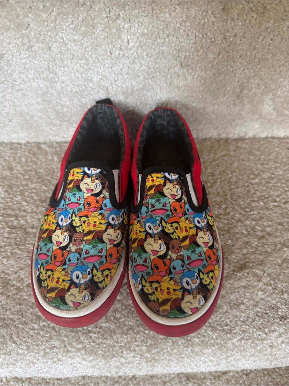 Pokemon Kids Slip-On Shoes Red Multi-Color Character Print